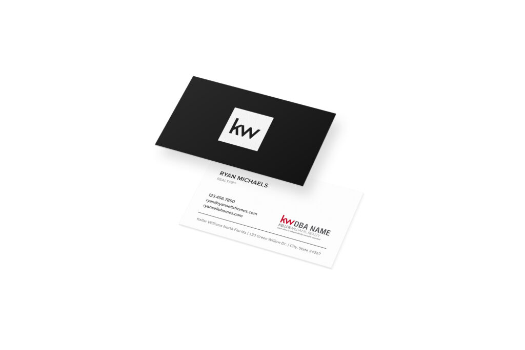 KW | Horizontal Black/White Square Painted Edge Business Card
